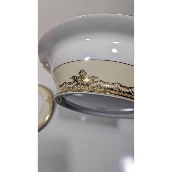 Noritake China Gold Trim Handpainted Galatea Covered Serving Bowl Japan Vintage - Picture 15 of 16